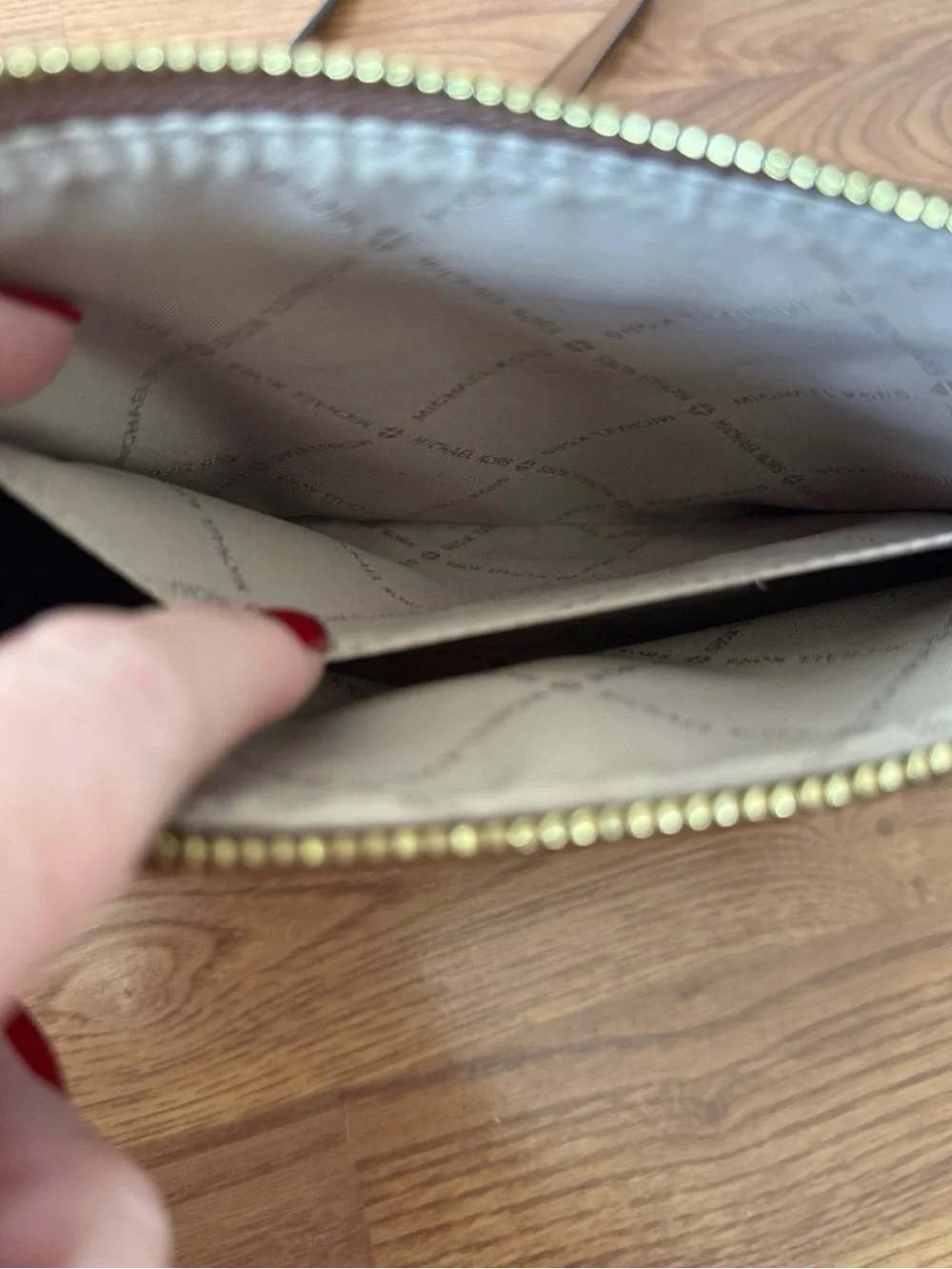 Michael Kors Tan Pebbled Leather Crossbody Card Case